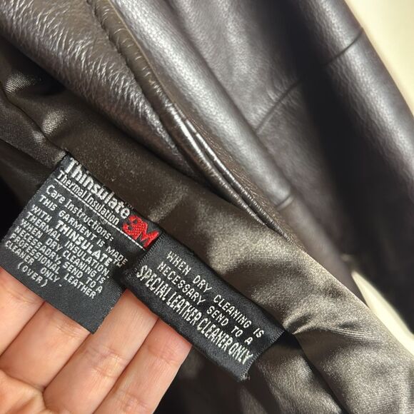 Vtg Wilsons thinsulate Leather jacket Asymmetrical Zip Lined chocolate Brown S - Picture 11 of 16